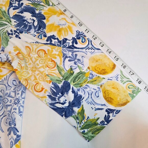 NWT - Alfred Dunner Lemon & Floral Print Top, 2X Yellow/White/Blue/Green Floral - Picture 3 of 9
